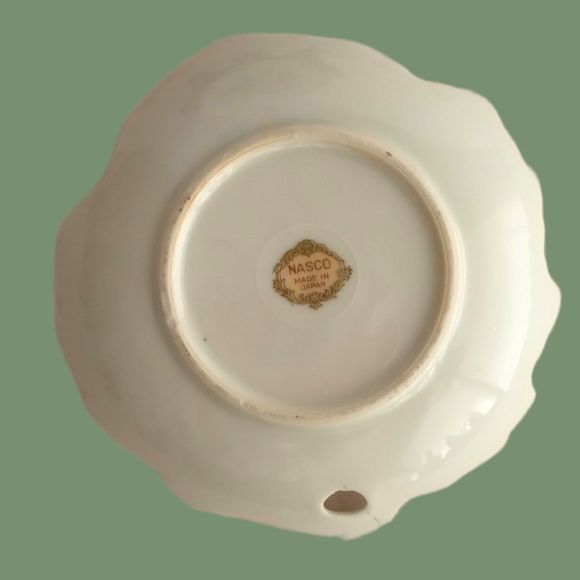 Vintage Viceroy China & Nasco Porcelain Leaf Shaped Trinket Dish Gold Tr… - Picture 8 of 8